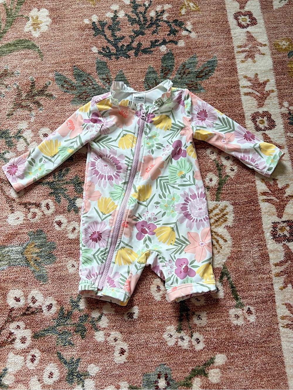 Carter's Floral Zip-Front Baby Long Sleeve Swimsuit